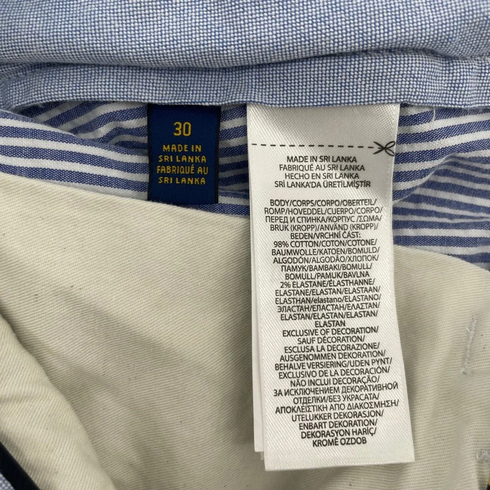 Polo Ralph Lauren Shorts Mens 32 Blue Seersucker Striped Stretch Cotton Prep